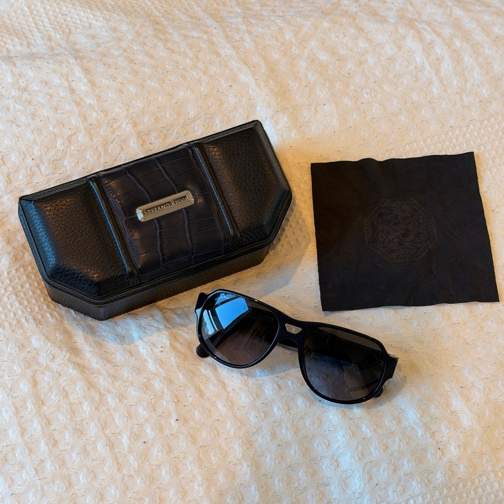 Stefano Ricci Crocodile Leather Black Sunglasses - Picture 3 of 13